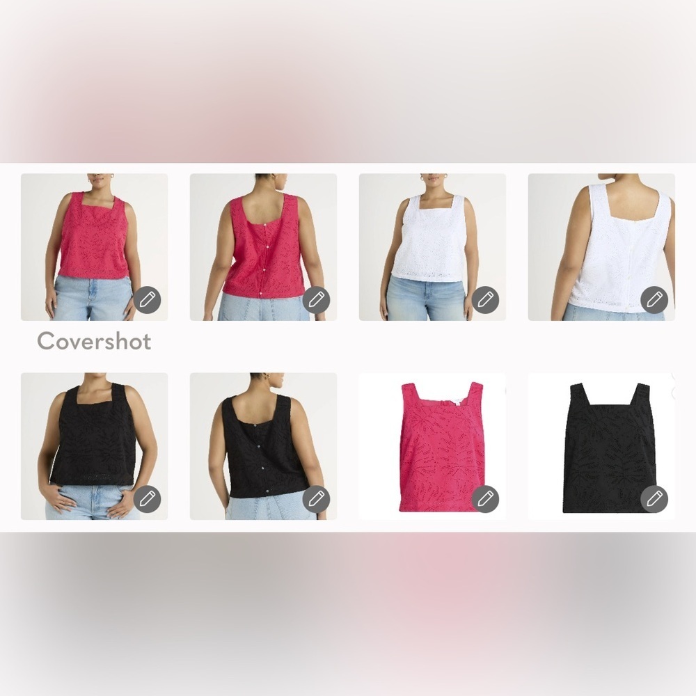 3 TIME & TRU PLUS EYELET LEAF PATTERN COTTON TANK TOP NEW
